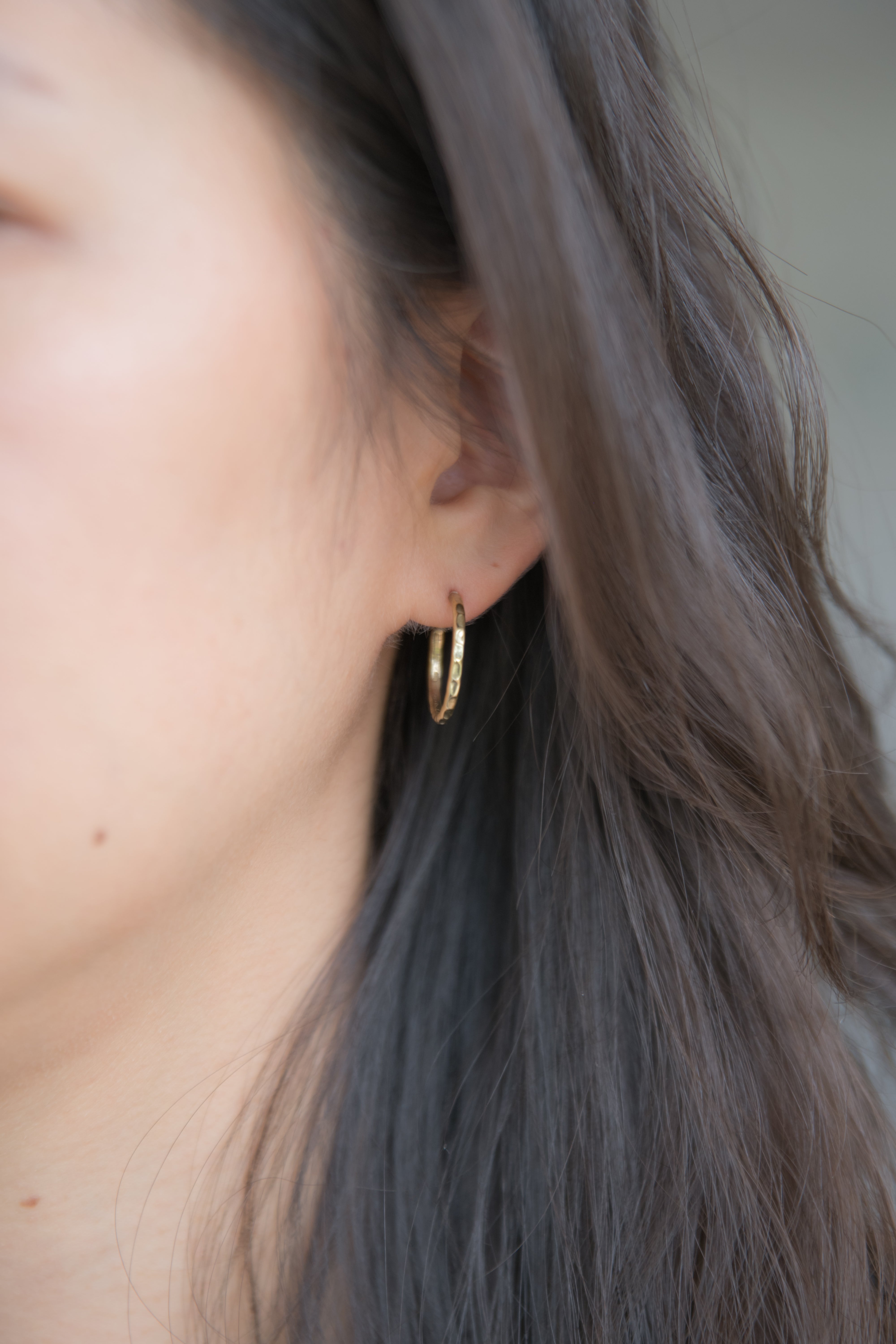 Hammered Thin Hoops Small