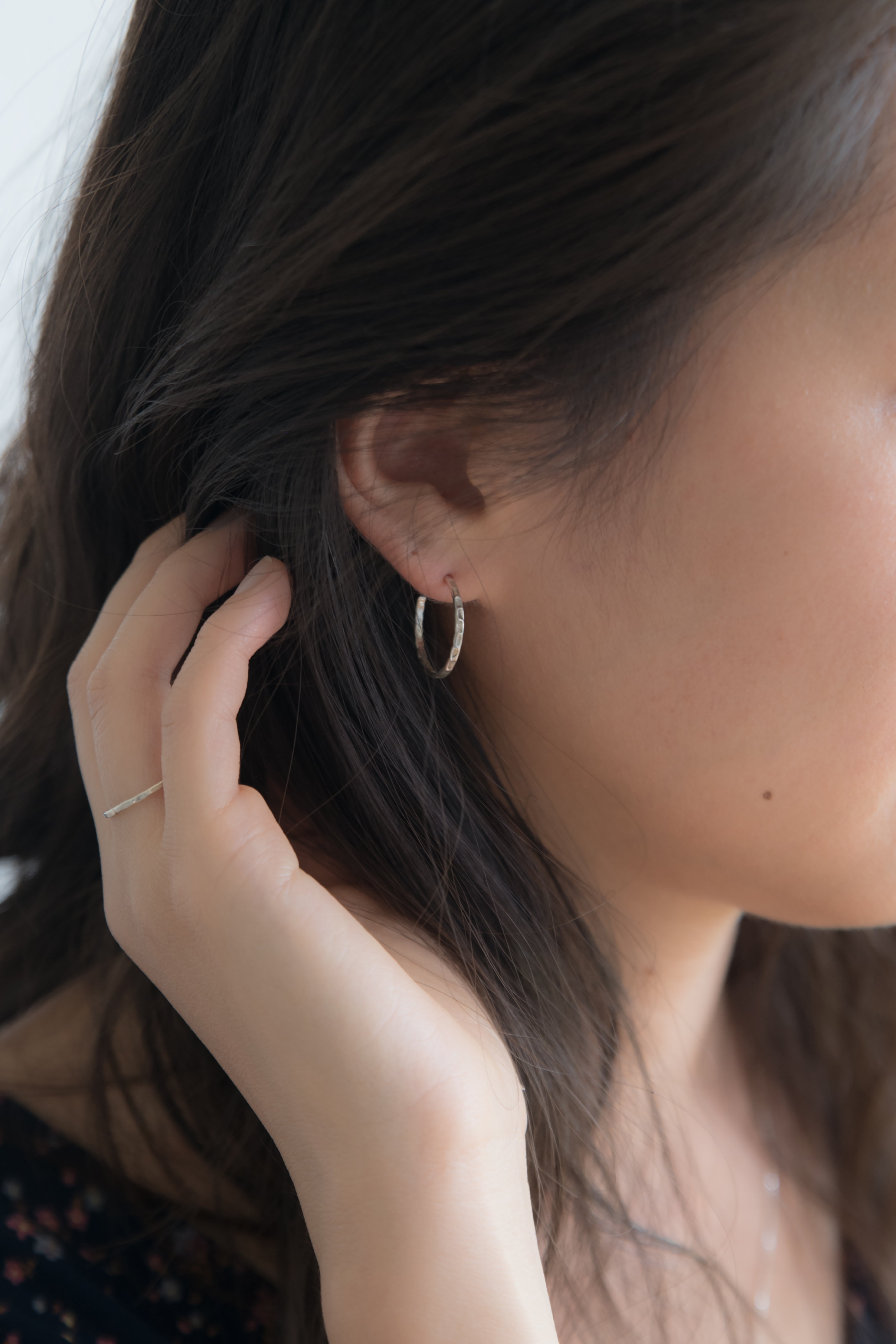 Hammered Thin Hoops Small